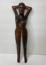 Vintage Carved Wooden Nutcracker Nude Lady Wo...
