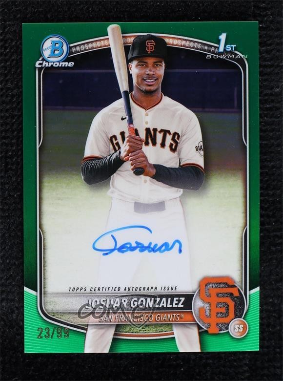 2025 Bowman Chrome Prospect Green Refractor 23/99 Josuar Gonzalez #CPA-JD Auto