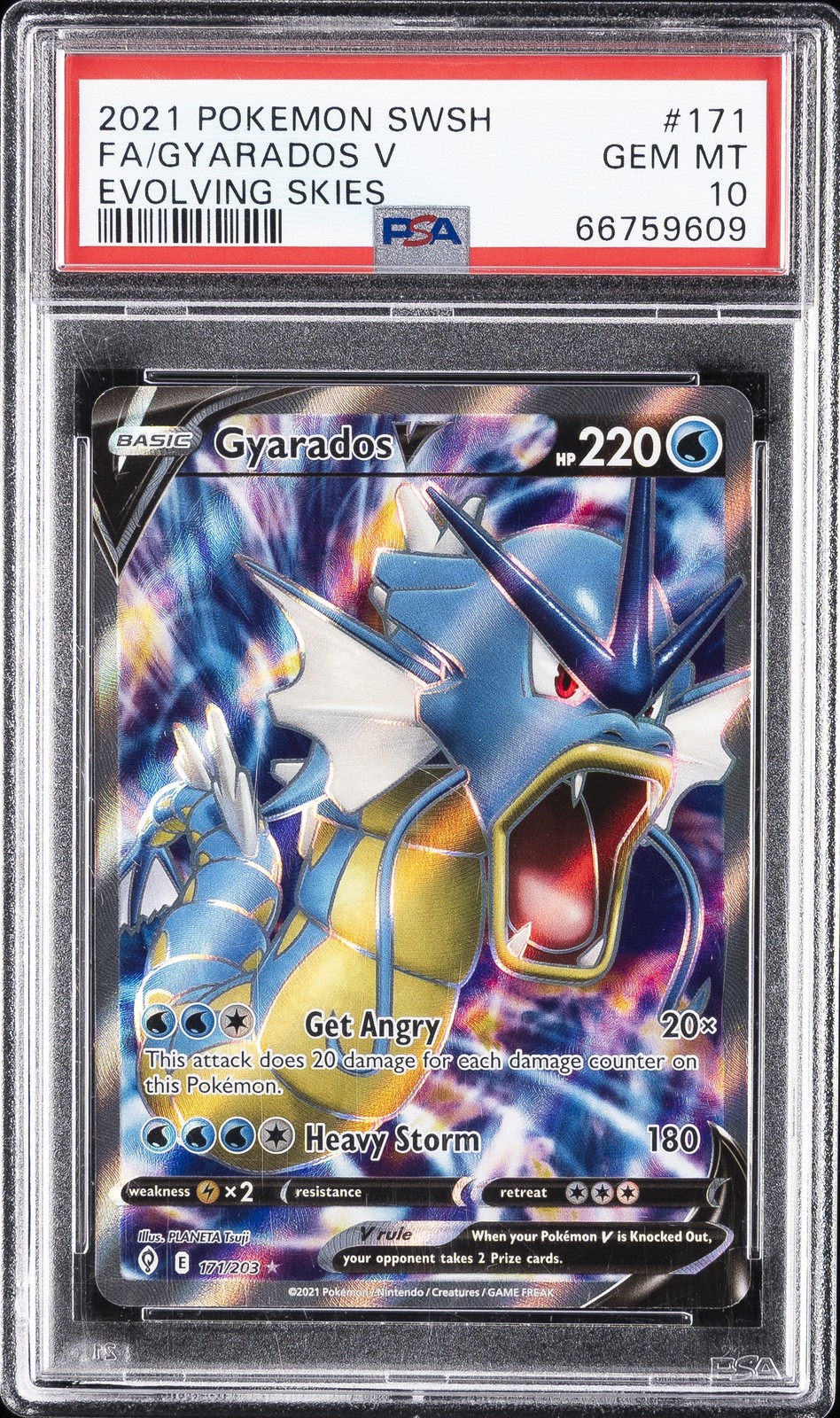 2021 POKEMON SWORD & SHIELD EVOLVING SKIES #171 FULL ART/GYARADOS V PSA 10