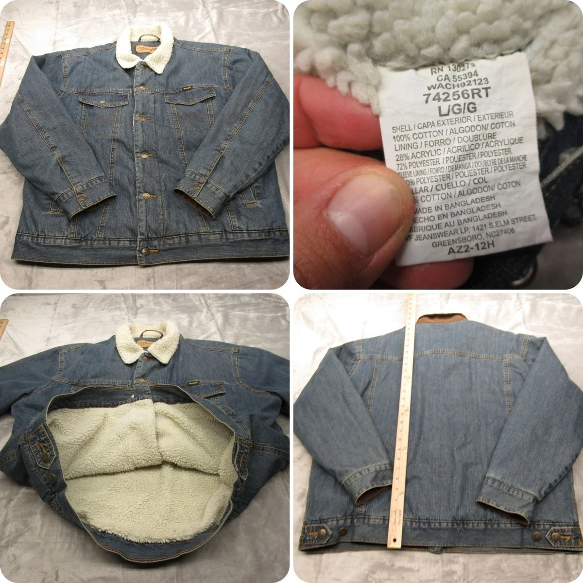 YoKima Men's Lapel Sherpa Fleece Lined Thicken Denim Jean Trucker