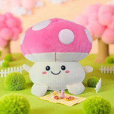 9" Kawaii Mushroom Plush Toy Stuffed Animal Soft Squishy Toadstool Kids Xmas Gif