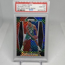 2017-18 Panini Prizm Jayson Tatum Red White & Blue Prizm Rookie RC #16 PSA 10