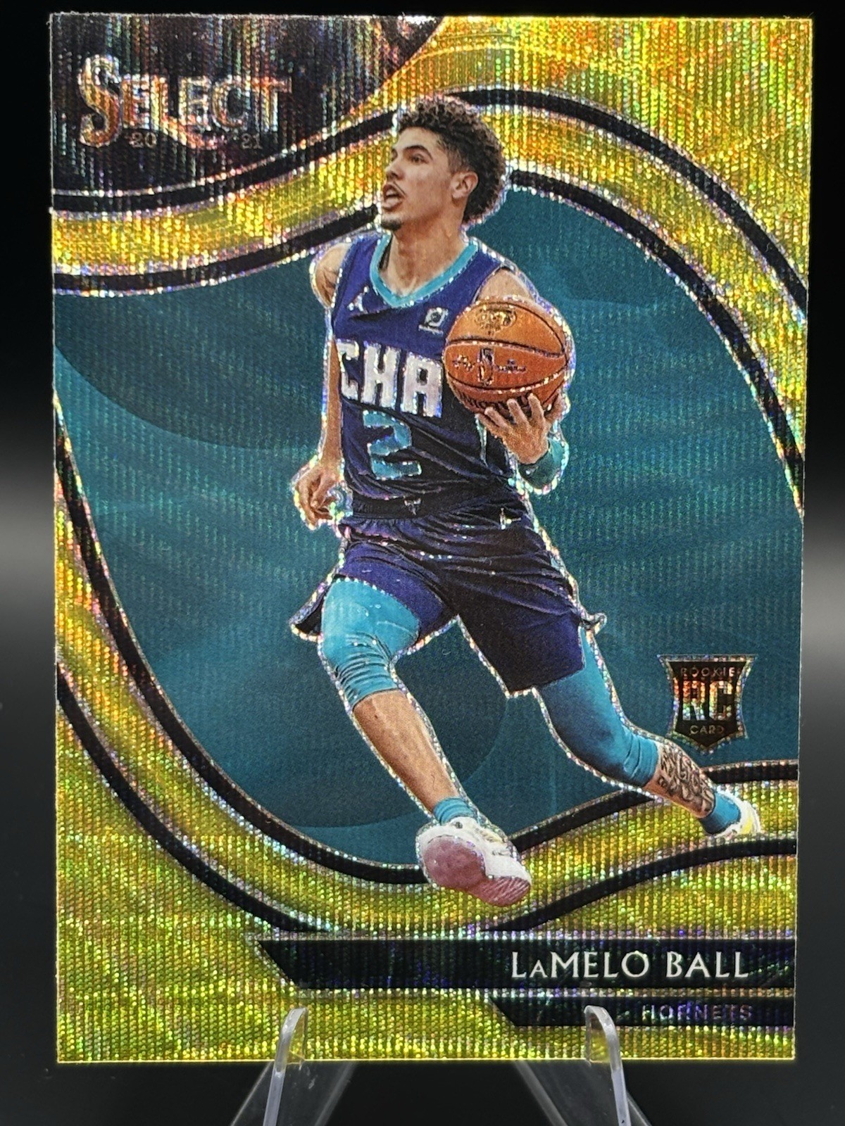 2020 Panini Select RC LAMELO BALL #298 Courtside Gold Wave Prizm - SSP - Hornets