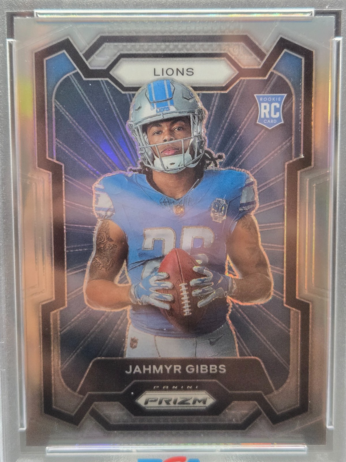 2023 Panini Prizm - Rookie Variation Jahmyr Gibbs #313 Silver Prizm (RC) PSA 10 view 2