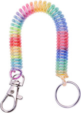 7 Inch Retractable Spiral Spring Coil Keychain Theftproof Anti-Lost Stretch Cord