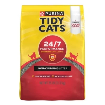 Tidy Cats 24/7 Performance Non-Clumping Cat Kitty Litter for Multiple Cats-25lbs