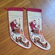 Santa Claus Needlepoint Christmas Stocking Red Back