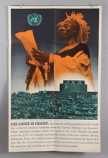RARE Vintage 1950s United Nations Voice is Heard Vigil New African Nation Poster