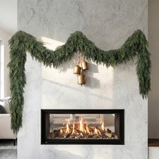9Ft Christmas Cedar Garland, Real Touch Soft Greenery Christmas Decorations  Re