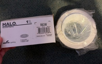 Cooper Lighting Halo 4'' 993w Recessed White Trim Ring W/White Coilex Baffle New 
