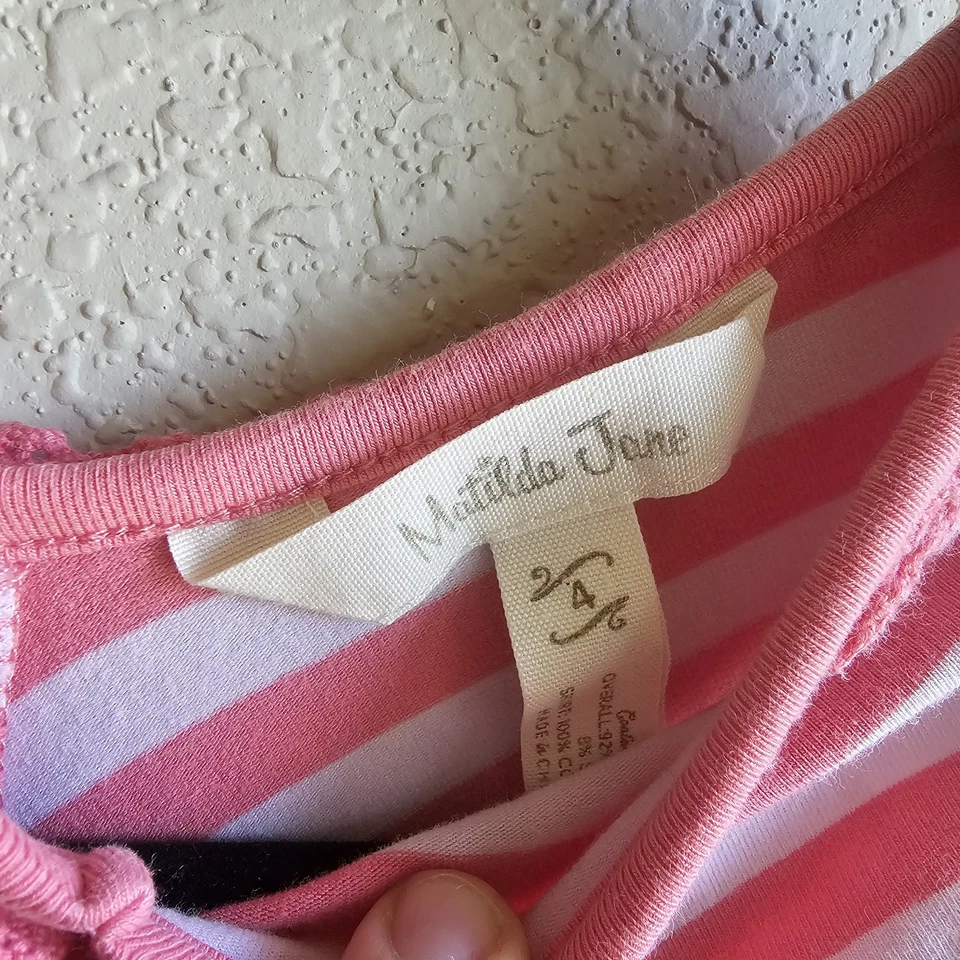 Vestido Matilda Jane Talla 4 Trabajo de Corazón Rosa Azul Volantes Chevron Camp MJC Foto 3 de 4