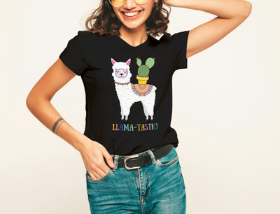 Damen T-Shirt Sommer Lama Tastic Kakteen Print Druck Baumwollshirt Gr. S - 3XL