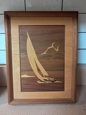 Hudson River Inlay Marquetry Sailing Boat Jeff Nelson original signed wood art