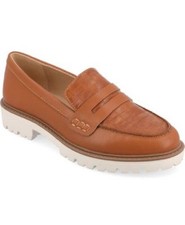 Journee Collection Women's Kenly Slip On Round Toe Loafers, Tan Size 10M
