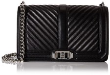 Rebecca Minkoff Chevron Quilted Love Crossbody Regular Black/Silver