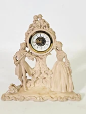 Vintage wind Mantle Clock Colonial Courtship Resin Victorian Germany G Ruggeri