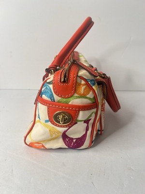Y2K COACH SOHO Multi-Color Signature Mini Boston Bag White Canvas