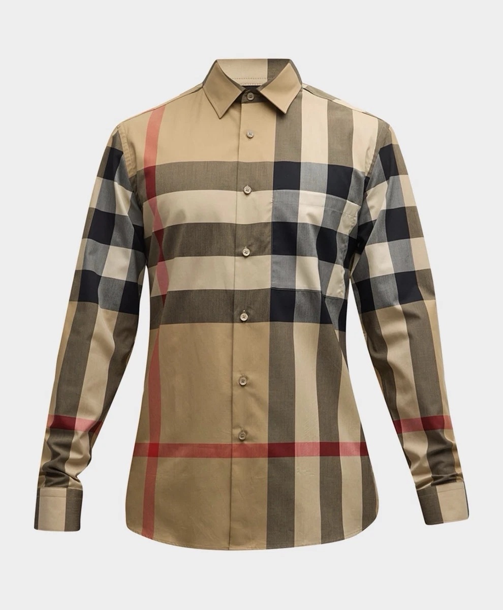 burberry dress shirt ebay Burberry London Blue Dress Shirt with Nova Check Print Contrast 16.5 R