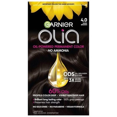 Garnier Olia Brilliant Color- 4.0 Dark Brown: Permanent Hair Color, Ammonia-Free
