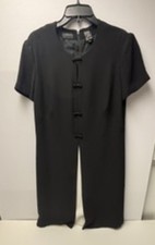 Liz Claiborne Women's Size 12 Black Dress Padded Shoulders Bow-shaped knots