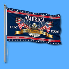 3 Ply 250 Years America Flag - Double Sided Patriotic Eagle 3 X 5 Ft Anniversary