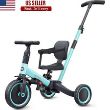 Tricycle Toddlers 1-3 Years Adjustable Push Handle Safety Belt 5 Modes New