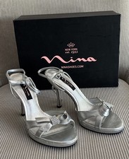 Nina New York Women's Silver Rhinestone Platform Heels Evening Sandals 7.5