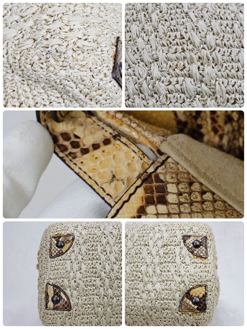 Fendi Peekaboo Straw Python Pattern Handbag 2way - image 10