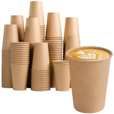 300 Pack 12 oz Paper Coffee Cups, Disposable Kraft Coffee Cups, Hot/Cold Drin...