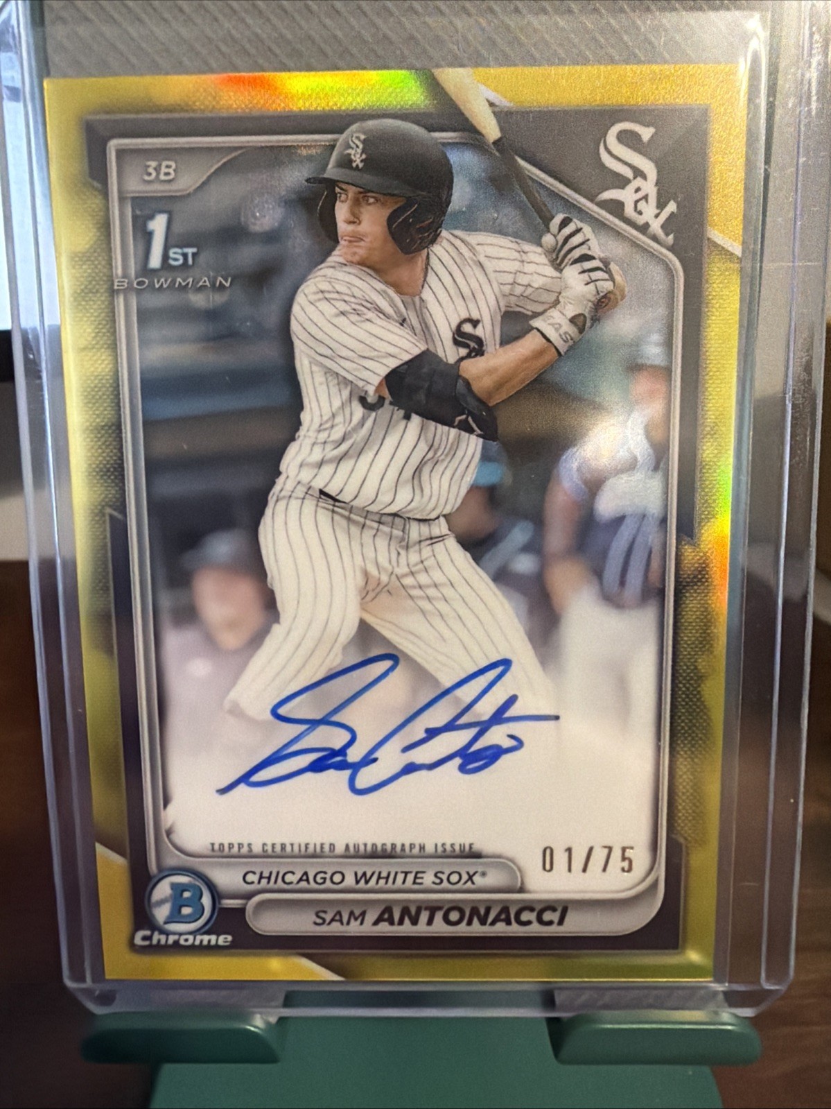2024 Bowman Draft Sam Antonacci Chrome Auto Yellow Refractor 1st 1/75 White Sox