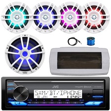 JVC KD-X38MBS Marine Receiver, Cover, 4x 6.5" Speakers, Wire, Subwoofer, Antenna