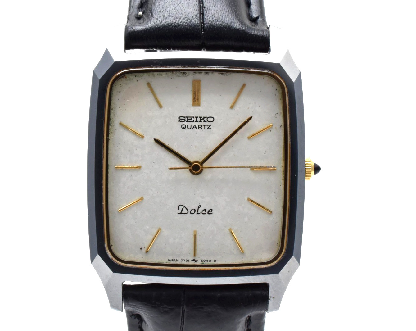 [EXC+5] Dolce White Square SEIKO 7731-5040 Vintage Dial Men's Watch Japan Quartz - vintagewatches.pk