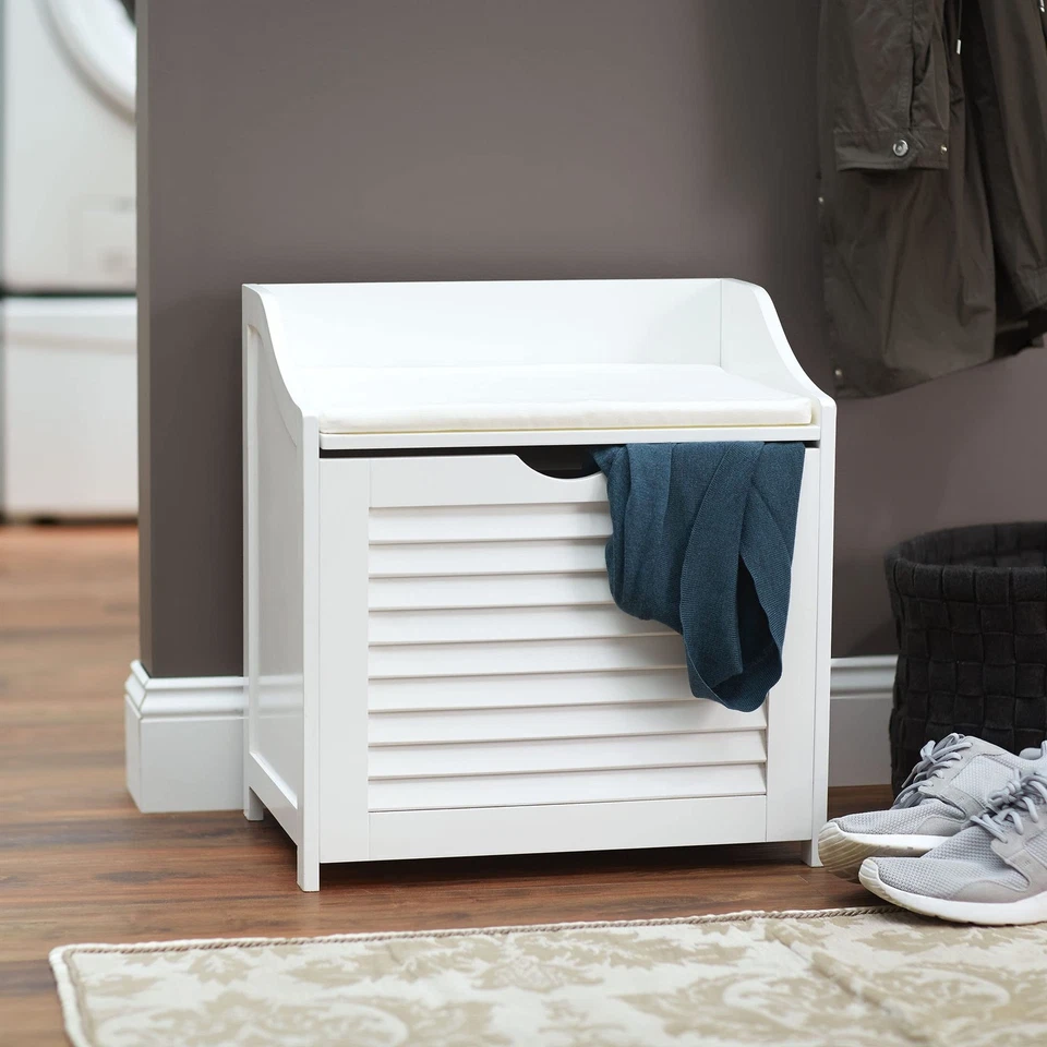 Single Load Hamper Cabinet Seat, White - Image 2 of 4
