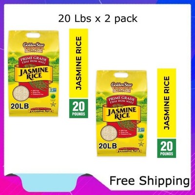 Golden Star Thai Hom Mali Jasmine Rice, 20 lbs x 2 pack, Freeship