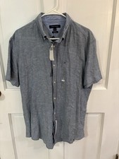 Tommy Hilfiger NWT Linen Men  s Short Sleeved Shirt Size Large