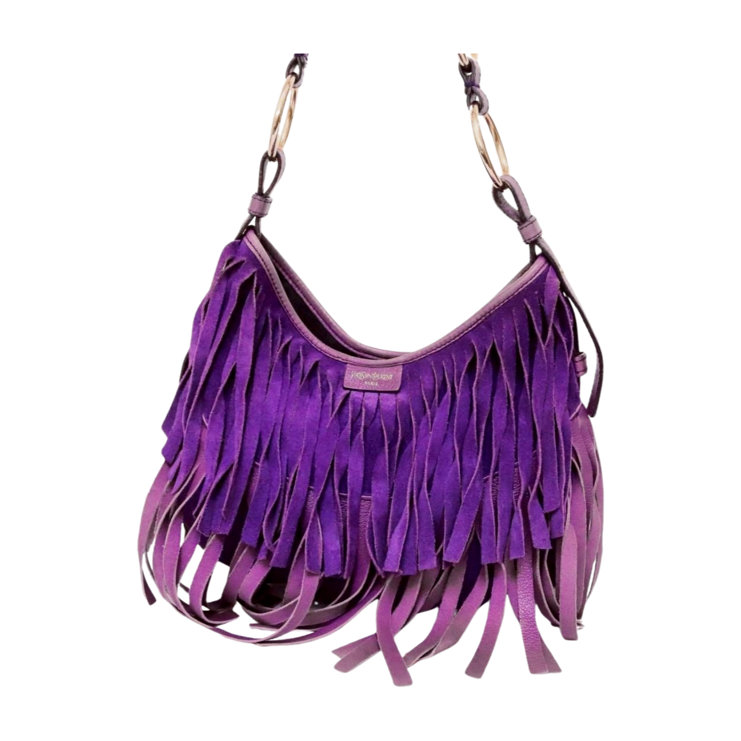 Borsa a tracolla originale YSL Yves Saint Laurent Tom Ford epoca Rive Gauche frange scamosciate