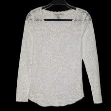 American Rag Lace Top Size M Sheer Ivory Cottagecore Fairy Coquette