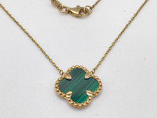 Image of 9ct Gold Hallmarked 18" Malachite Necklace. Goldmine Jewellers.