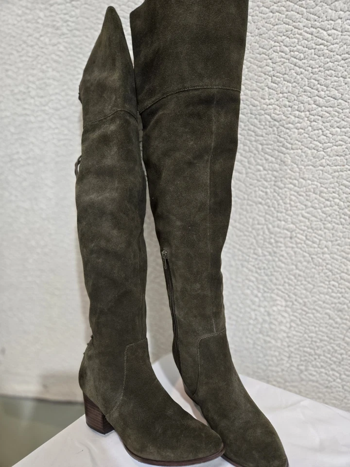 Botas de tacón alto con cordones de cuero para mujer Aldo, Steampunk, talla 8-39 verde oliva Foto 4 de 4