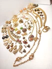 Vtg 47 Piece Golden Estate Jewelry Lot Crown Trifari LH Segal Marvella JJ Monet