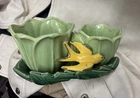 Vintage McCoy Double Tulip Planter Yellow Swallow