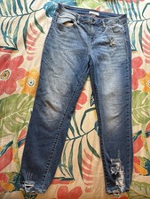 Cello Crop Sz 9 Skinny Jeans Mid Rise Women s Faded Distressed Holes W30 X L26