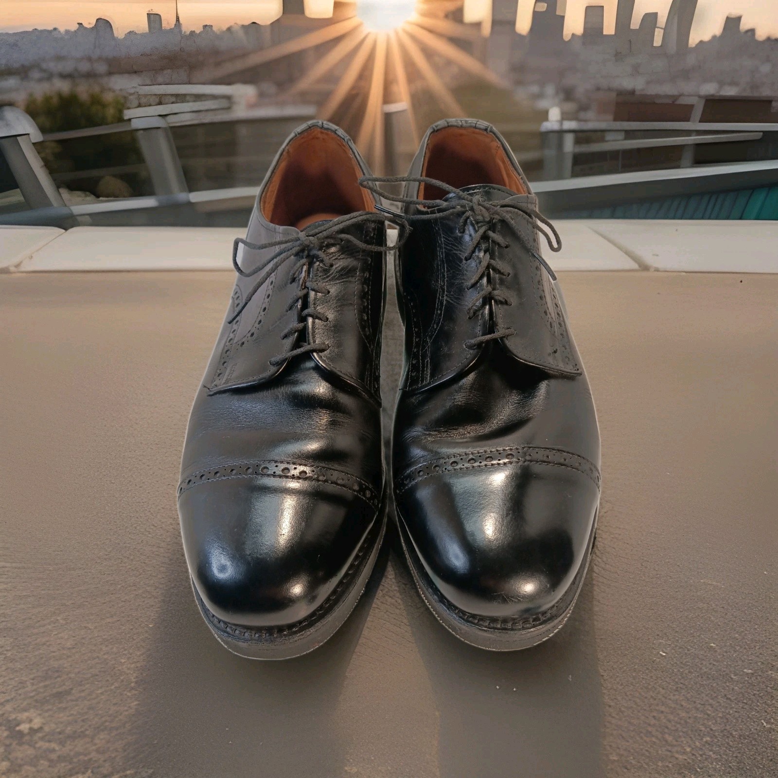 Allen Edmonds Benton Cap Toe Oxford Lace Up Black Leather Shoes Men's 10E