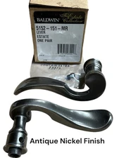 Baldwin Estate 5152-151-MR PassageDoor Lever Handle Pair Antique Nickel NOS