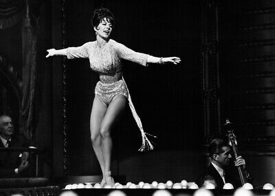 Natalie Woods striptease dances at edge of stage Gypsy 5x7 inch real photo