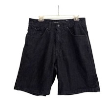 Y2K 90s Rocawear Mens Black Denim Shorts Original Fit Embroidered Logo Size 34