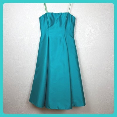 Adrianna Papell Teal Strapless Pleated Midi Dress Evening Formal | eBay