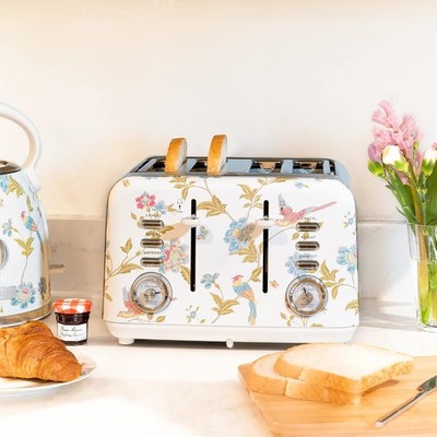 Laura Ashley 4-Scheiben-Toaster mit Auftau-und Aufwärmfunktion,7 Bräunungsstufen