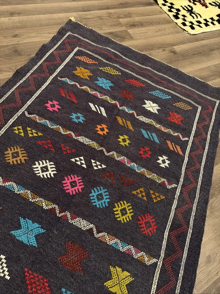 Винтажный ручной работы марокканский ковер Boujaad красный ковер геометрический племенной шерстяной ковер - Изображение 4 из 4