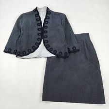 Christian Dior Cotton Polka Dot Retro Style Jacket Skirt Suit Set 11 Black Women